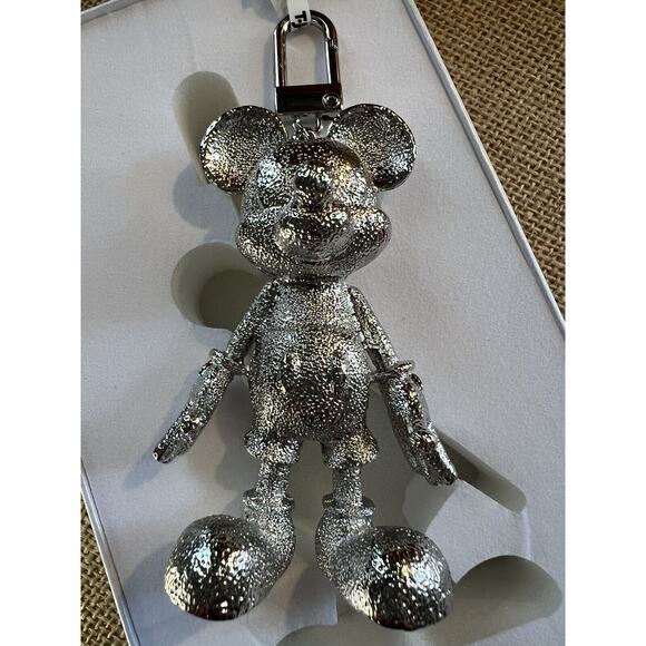 Disney X Baublebar Silver Mickey Mouse Bag Charm Keychain-Rare/HTF - Picture 1 of 8